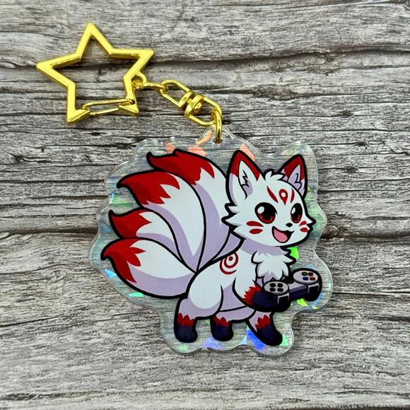 Other Accessories - GameFox Happy Fox Kitsune Nine-Tailed Fox Acrylic Custom Keychain 2"